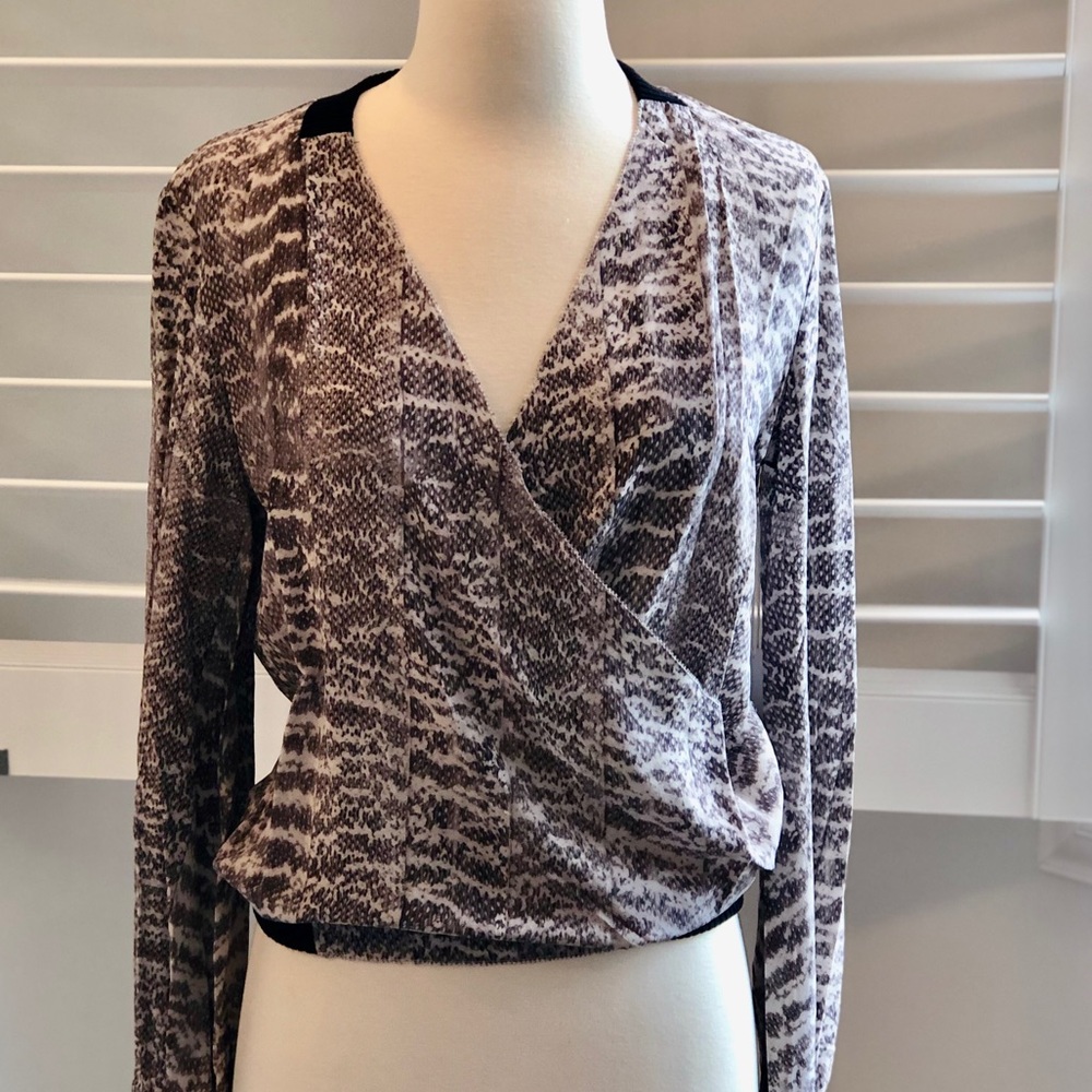 ROI silk Wrap Snake Print Top NWT